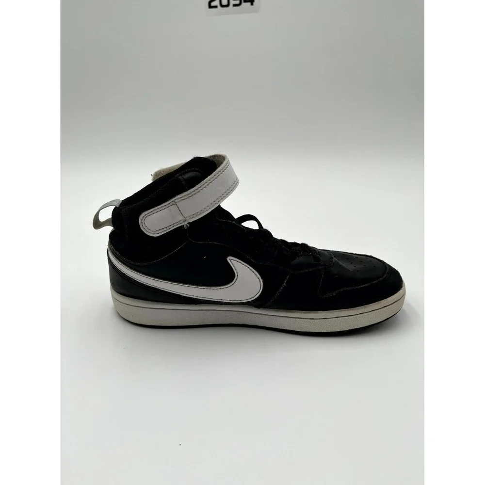 Nike Court Borough Mid 2 Unisex Kids 3 Casual Shoes Black‎ White Leather Sneaker